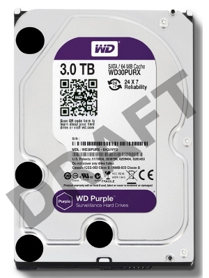 Жесткий диск WD Original SATA-III 3Tb WD30PURX Video Purple (5400rpm) 64Mb 3.5