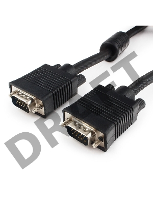 Кабель Gembird/Cablexpert CC-PPVGA-10M-B, Кабель VGA Premium , 15M/15M, 10м, черный, тройной экран, феррит.кольца