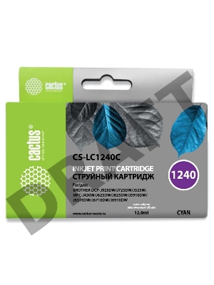 Картридж струйный Cactus CS-LC1240C голубой для Brother MFC-J6510/6910DW (12ml)
