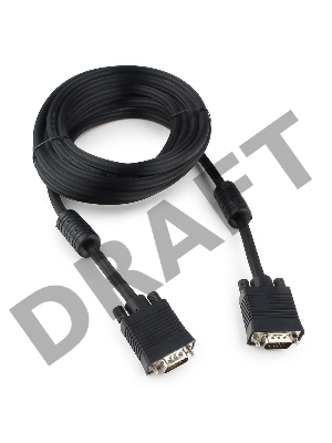 Кабель Gembird/Cablexpert CC-PPVGA-5M-B, Кабель VGA Premium , 15M/15M, 5.0м,черный,тройной экран, феррит.кольца 
