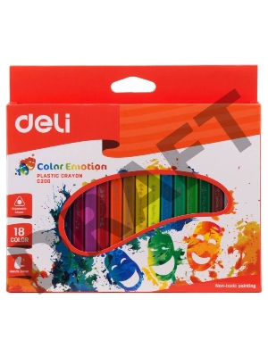 Мелки восковые Deli EC20010 трехгранные 18цв. коробка/европод.