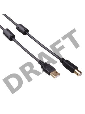 Кабель USB 2.0 A-->B 3м Exegate 2 фильтра, позолоченные контакты