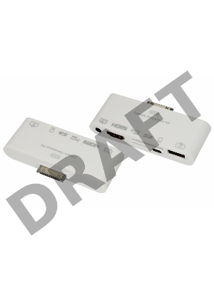 Адаптер AV 6 в 1 для iPhone 4/4S на HDMI, USB, microSD, SD, 3.5 мм, microUSB