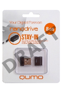 Флэш Диск USB 2.0 QUMO 8GB NANO QM8GUD-NANO-B Black