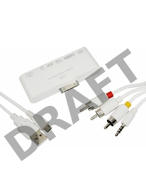 Адаптер AV 6 в 1 для iPhone 4/4S на HDMI, USB, microSD, SD, 3.5 мм, microUSB