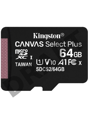 Флеш карта microSDHC 64GB microSDXC Class10 Kingston <SDCS2/64GBSP> Class10 UHS-I Canvas Select up to 100MB/s