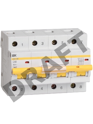 Выключатель автоматический модульный 4п C 80А 10кА ВА47-100 ИЭК MVA40-4-080-C