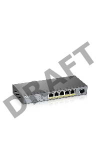 Коммутатор Zyxel GS1350-6HP, 4xGE PoE+, 1xGE PoE++ (802.3bt), 1xSFP, бюджет PoE 60 Вт, дальность передачи питания до 250 м, автоперезагрузка PoE-портов, повышенная защита от перенапряжений и электростатических р