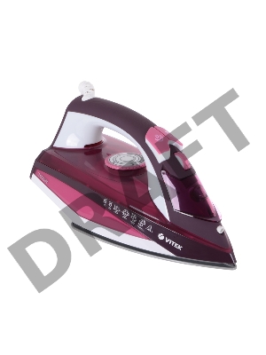 Утюг VITEK VT-1215 (PK) максимальная мощность 2400 Вт.Подошва Ceramic Ultra Care.