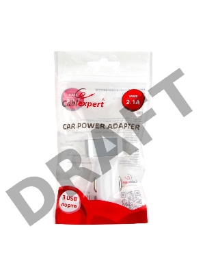 Адаптер питания Cablexpert MP3A-UC-CAR17, 12V->5V 3-USB, 2.1/2/1A