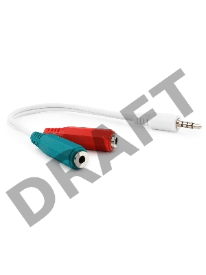 Кабель Кабель аудио сигнала Gembird, джек3.5 4pin->джек3.5 стерео + 3.5 микрофон моно, длина 20см, белый (CCA-417W) 