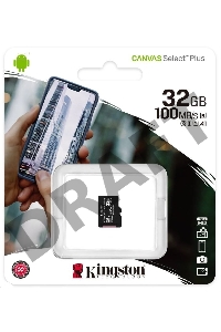 Флеш карта microSDHC 32GB microSDXC Class10 Kingston <SDCS2/32GBSP> Class10 UHS-I Canvas Select up to 100MB/s