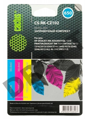 Заправочный набор Cactus CS-RK-CZ102 многоцветный для HP DeskJet 2515/3515 (3*30ml)