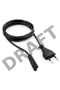 Кабель питания для ноутбуков, аудио/видео техники Cablexpert/Gembird PC-184/2-1.8М, 1.8м, 2-pin, черный, пакет