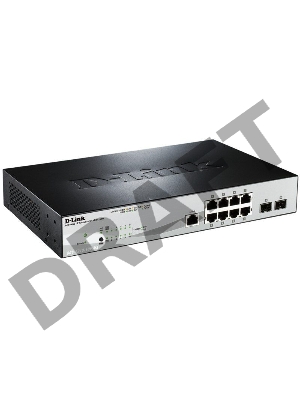 Управляемый коммутатор D-Link DGS-1210-10P/ME 2 уровня с 8 портами 10/100/1000Base-T с поддержкой PoE и 2 портами 1000Base-X SFP