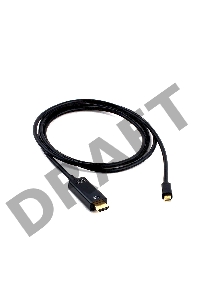 Кабель Cablexpert mDP-HDMI, 20M/19M, 1.8м, черный, позол.разъемы, пакет (CC-mDP-HDMI-6)