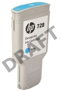 Картридж HP F9K17A (HP 728) для DesignJet T730, T830. Голубой. 300 мл.