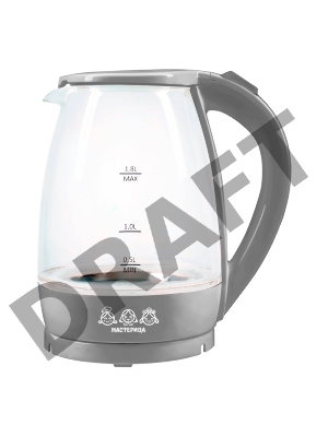 Чайник электрический Мастерица ЕК-1801G, дымчатый, 1,8л, стекло, 1850 Вт