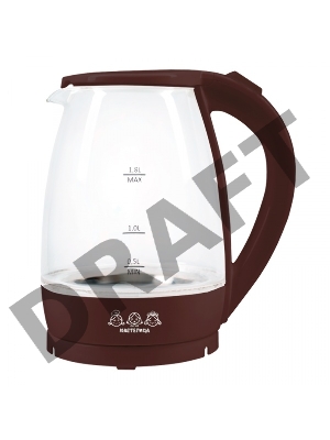 Чайник электрический Мастерица ЕК-1801G, шоколад, 1,8л, стекло, 1850 Вт