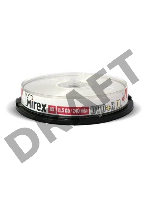 Диск DVD+R Mirex 8.5 Gb, 8x, Cake Box (10), Ink Printable, Dual Layer (10/300)