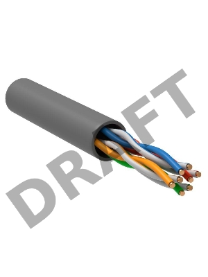 Кабель связи витая пара U/UTP, кат.5E, 4 пары 24AWG solid, 305м, ПВХ, серый