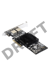 Сетевой адаптер ExeGate EXE-X550-T2 (PCI-E x8 v3.0, порты 2xRJ45 (медные), 10Gb/s (10/5/2.5/1Gb/s, 100Mb/s), Server NIC Intel Chipset X550)