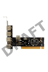 Контроллер Exegate EXE-352 PCI, 4*USB2.0 ext + 1*USB2.0 int (OEM) EX281227RUS