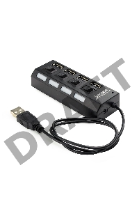 Концентратор USB 2.0 Gembird UHB-U2P4-02 с подсветкой и выключателем, 4 порта, блистер