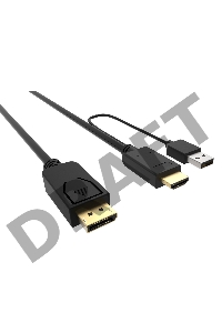 Кабель аудио-видео Buro HDMI (m)/DisplayPort (m) 2м. Позолоченные контакты черный (HDMI-DP-2M)