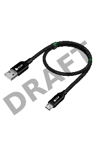 Кабель GCR QC 1.0m MicroUSB, быстрая зарядка, черный нейлон, AL корпус черный, черный ПВХ, 28/24 AWG, GCR-52475