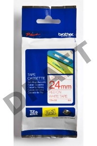 Наклейка ламинированная TZ-E252 (24 мм бел/красн, аналог TZ-252)