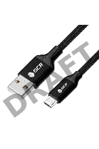 Кабель GCR QC 1.0m MicroUSB, быстрая зарядка, черный нейлон, AL корпус черный, черный ПВХ, 28/24 AWG, GCR-52475