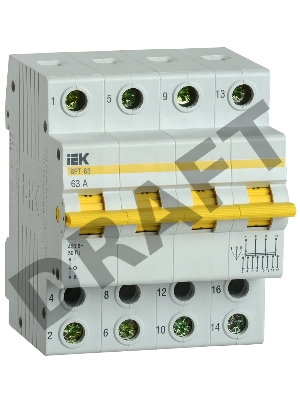 Выключатель-разъединитель трехпозиционный  Iek MPR10-4-063 Выключатель-разъединитель трехпозиционный ВРТ-63 4P 63А