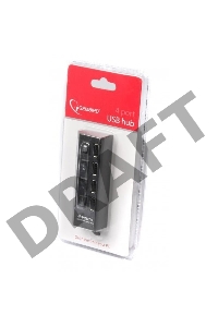 Концентратор USB 2.0 Gembird UHB-U2P4-02 с подсветкой и выключателем, 4 порта, блистер