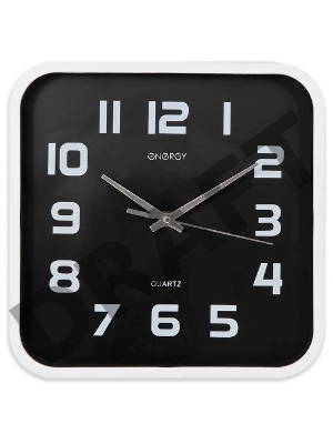 Часы настенные ENERGY ЕС-09 квадратные, пластик, плавный ход (в уп. 20 шт)