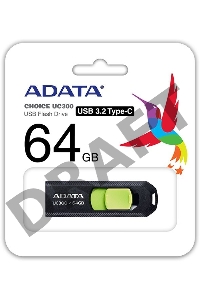 Флеш Диск A-Data 64Gb Type-C UC300 ACHO-UC300-64G-RBK/GN USB3.2 черный/зеленый