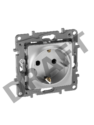 Розетка [672422] Legrand Розетка 2К+З со шторками - немецкий стандарт - винтовые зажимы - 16 А - 250 В - Etika - алюминий