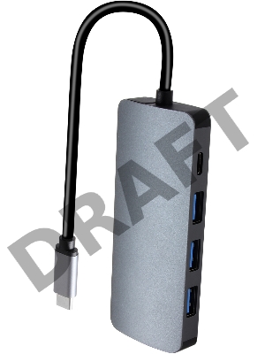 Кабель-адаптер USB3.1 Type-CM-->HDMI 4K*60Hz +3USB3.1(10Гбс)+RJ45+TF+SD+PD VCOM <CU4641>