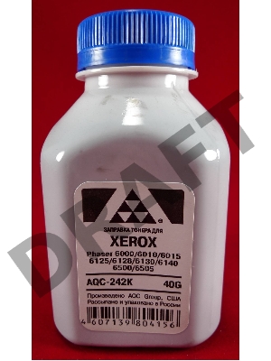 Тонер XEROX Phaser 6000/6010/6015/6125/6128/6130/6140/6500/6505 Black, (фл.40г.) AQC фас. России