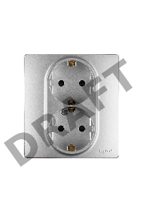Розетка 2x2К+З, защ. шт., алюминий ETIKA 