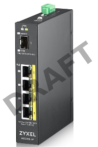 Коммутатор ZYXEL RGS100-5P, 5  Port unmanaged PoE Switch, 120 Watt PoE, DIN Rail, IP30, 12-58V DC
