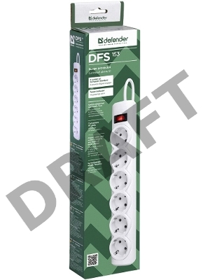 Сетевой фильтр Defender DFS 153 3 м, белый, 6 розеток