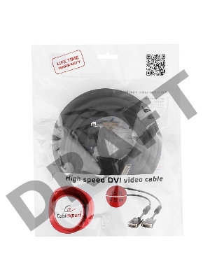 Кабель DVI-D dual link Gembird/Cablexpert CC-DVI2-BK-15, 25M/25M, 4.5м, черный, экран, феррит.кольца, пакет