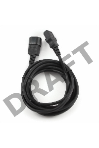 Кабель питания сист.блок-монитор Cablexpert PC-189-VDE-5M, 5м, C13-C14, VDE, 10А, Сечение провода: 0,75 мм2, черный, с заземлением