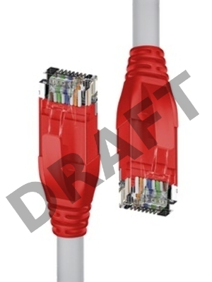 Патч-корд прямой 1.0m UTP кат.5e, серый, красные коннекторы, 24 AWG, литой, ethernet high speed 1 Гбит/с, RJ45, T568B