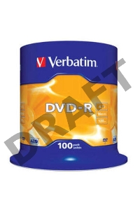 Диск DVD-R Verbatim 4.7Gb 16x Cake Box (100шт) (43549)