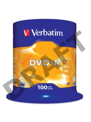 Диск DVD-R Verbatim 4.7Gb 16x Cake Box (100шт) (43549)