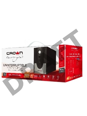 Источник бесперебойного питания CROWN ИБП CMU-SP650EURO {650VA, металл, 1x12V/7AH, розетки 2*EURO+1*IEC bybass} CM000001490