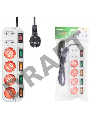 Сетевой фильтр Most ARG 5м (6 розеток) белый (пакет ПЭ)