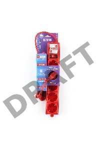 Фильтр-удл. Power Cube PC 3м 5р, красн. 10А/2,2кВт